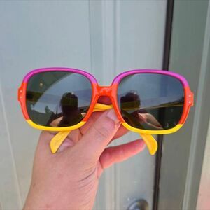 70s Ray-Ban B&L Chandra Rare Neon Tricolor Colorblock Round G-15 Sunglasses.